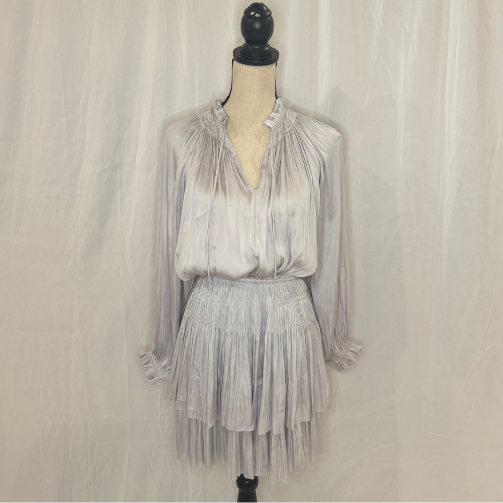 RESET BY JANE Jamie Silky Mini Dress in Silver - Picture 4 of 7